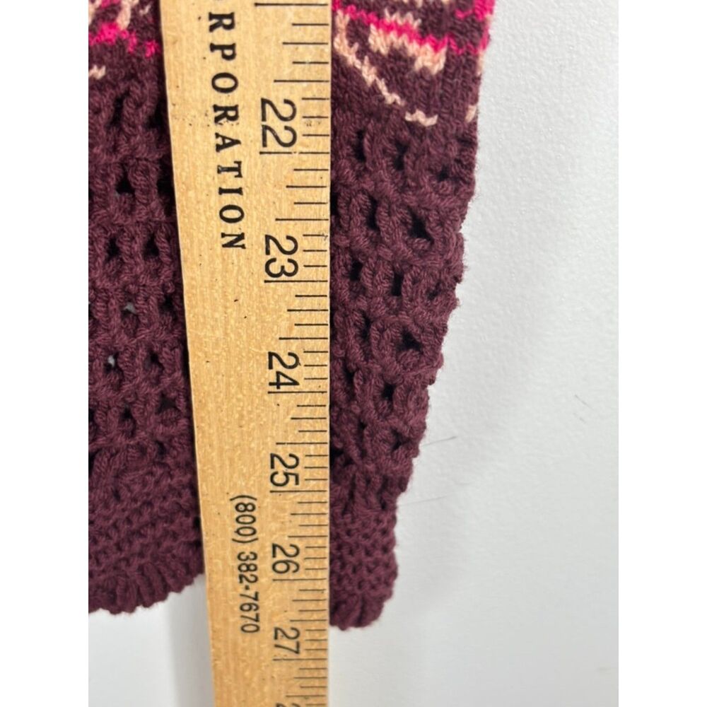 NWT Free People The Mix Cuff Thermal Top M Crochet Knit Sleeve Burgundy Rio Vino - Picture 9 of 9